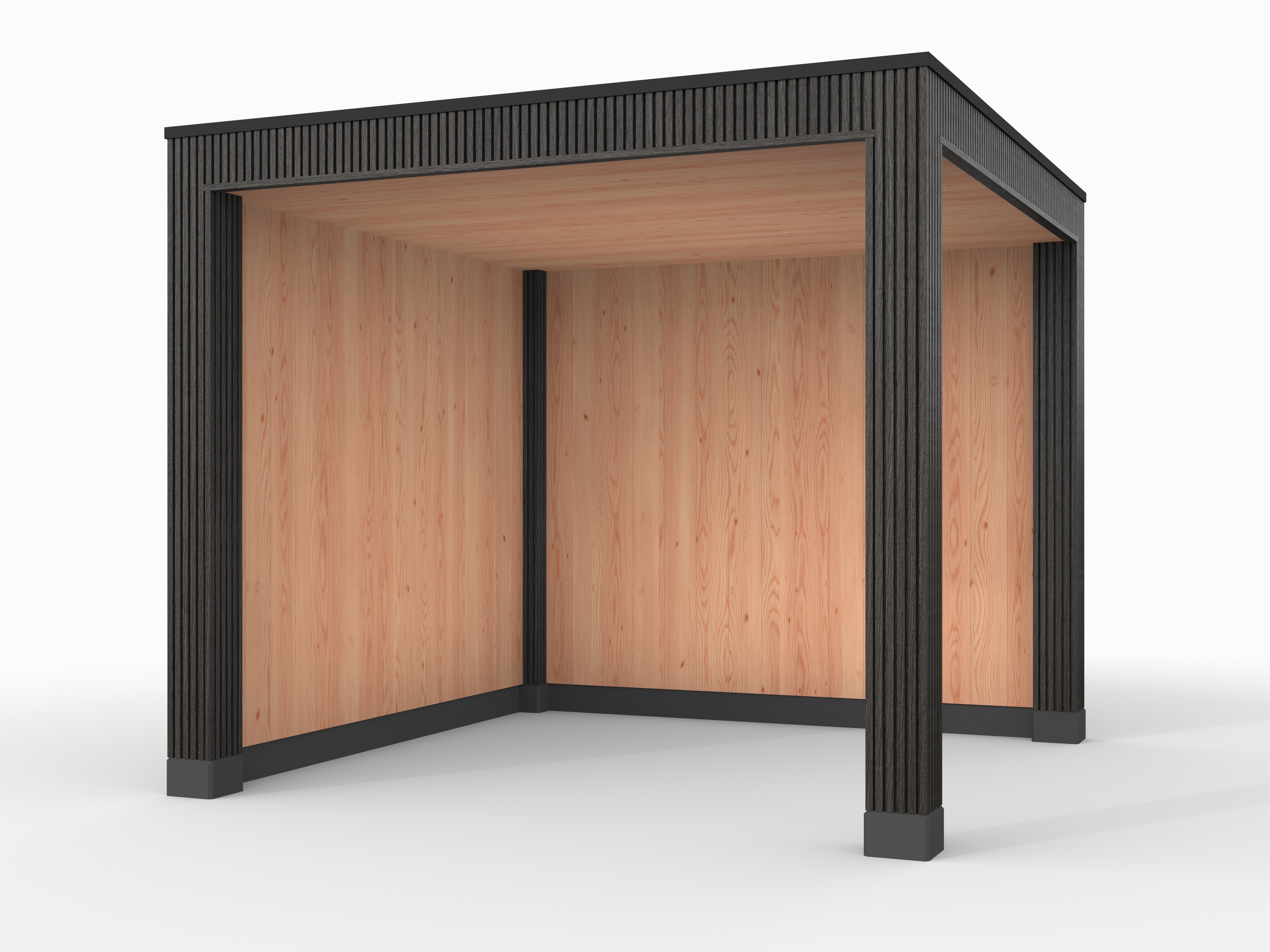 Douglas overkapping, 300 x 300, met achterwand en zijwand, Westwood Rhombus Zwart - Afbeelding 1